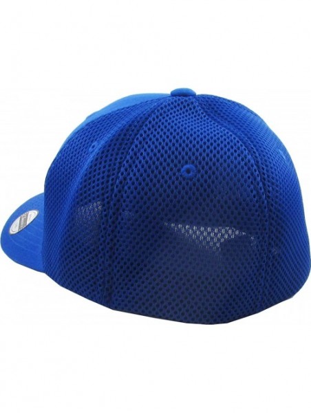 Baseball Caps Blank Stretch Mesh Back Cotton Twill Fitted Hat Spandex Headband - (Mesh Back) Royal Blue - CS180K7O7E9 $19.90