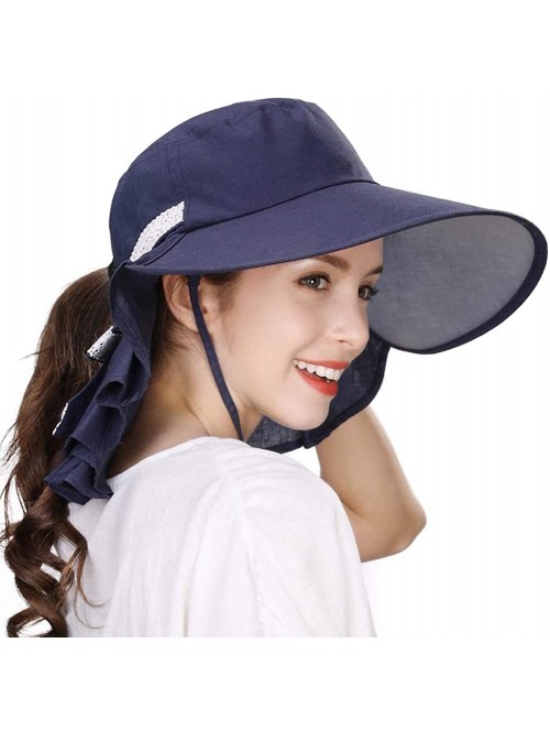 Sun Hats Womens Packable Ponytail SPF 50 Sun Hat Summer Gardening Hiking Fishing 55-61cm - Navy_99001 - CU18CWDMUAM $31.21