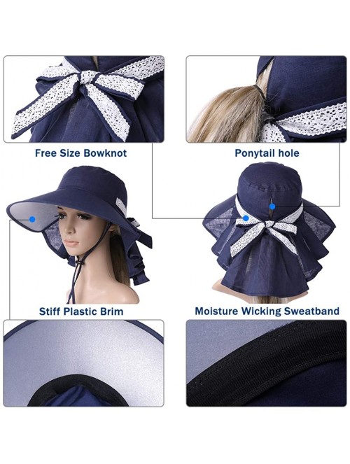 Sun Hats Womens Packable Ponytail SPF 50 Sun Hat Summer Gardening Hiking Fishing 55-61cm - Navy_99001 - CU18CWDMUAM $31.21