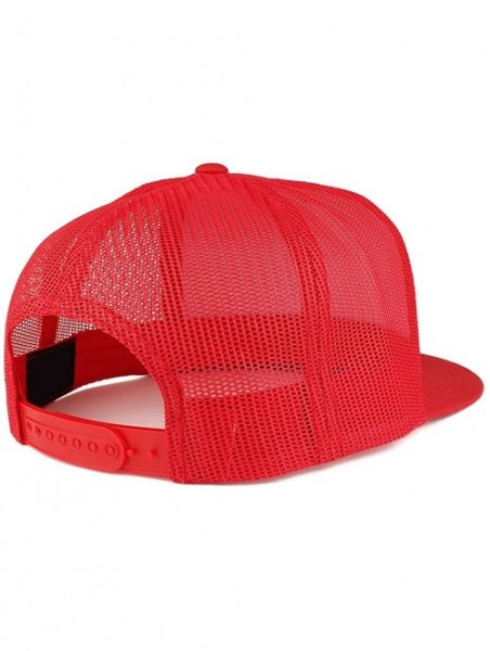 Baseball Caps Flexfit Brand 5 Panel Classic Trucker Flatbill Mesh Snapback Cap - Red - CZ18688KHY4 $16.27