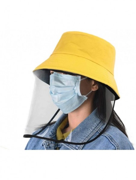 Sun Hats Women Anti-Saliva Bucket Hat Detachable 100% Cotton Dustproof Sun Hat for Unisex Adult - Yellow - CL197XLZZC8 $19.84