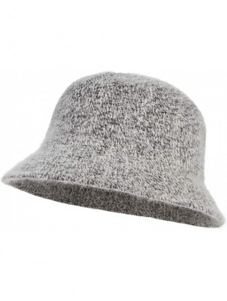 Bucket Hats Women Ladies Solid Color Angora Cloche Hat Vintage Style Warm Basin Hat Bucket Cloche Hat - Dark Gray - CZ18KG9G4...