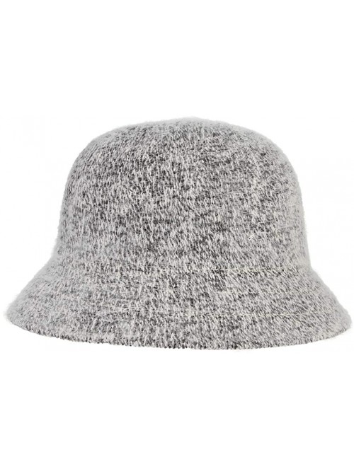 Bucket Hats Women Ladies Solid Color Angora Cloche Hat Vintage Style Warm Basin Hat Bucket Cloche Hat - Dark Gray - CZ18KG9G4...