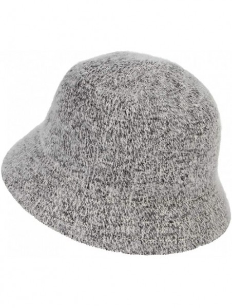 Bucket Hats Women Ladies Solid Color Angora Cloche Hat Vintage Style Warm Basin Hat Bucket Cloche Hat - Dark Gray - CZ18KG9G4...