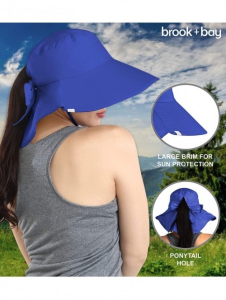 Sun Hats Outdoor Womens Sun Hat Protection - Navy Blue - Cotton With Ponytail Hole - CX18E7U0006 $17.42