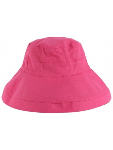 Bucket Hats Women's Cotton Bucket Hat Casual Collapsible Fisherman Cap Sun Hat for Spring and Summer - Rose Red - C51800L0KYT...