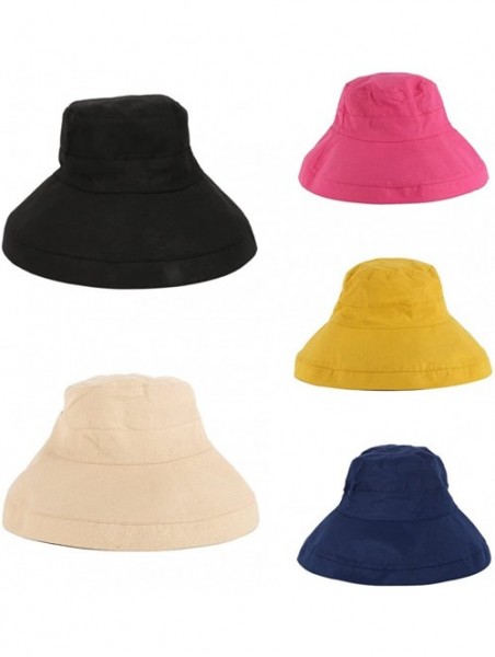 Bucket Hats Women's Cotton Bucket Hat Casual Collapsible Fisherman Cap Sun Hat for Spring and Summer - Rose Red - C51800L0KYT...