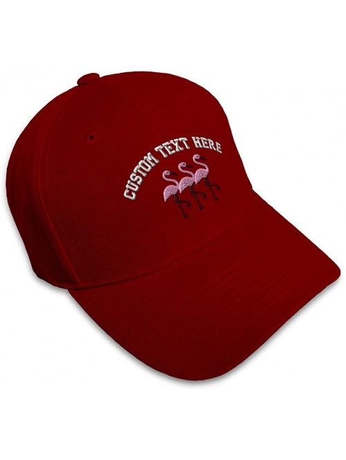 Baseball Caps Custom Baseball Cap Pink Flamingos Embroidery Acrylic Dad Hats for Men & Women - Burgundy - CA18SDZU64N $21.92