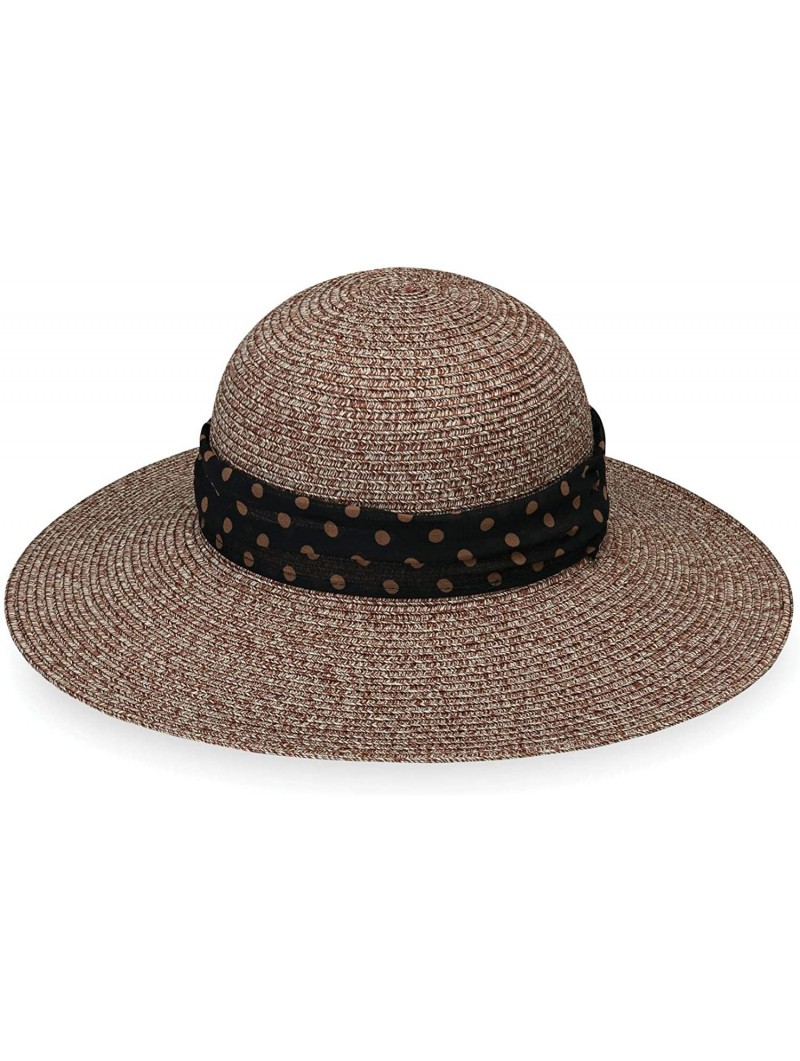 Sun Hats Women's Mia Sun Hat - UPF 50+- Broad Brim- Elegant Style- Designed in Australia - Brown Combo - CB18M405L7M $61.19