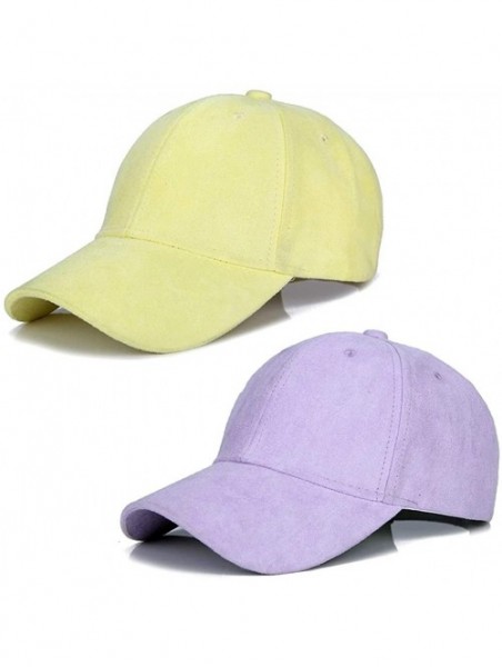 Baseball Caps Hats 2 Pack Men Women Matching Hat Baseball Cap Faux Suede Multicolor - Yellow and Purple - CE18O4A73KK $26.54