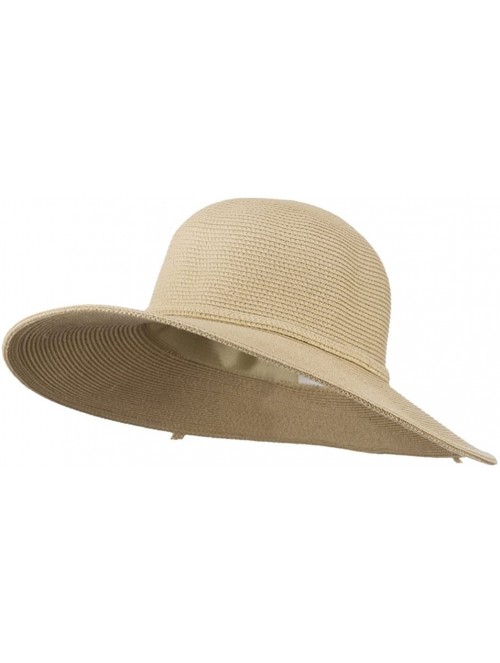 Sun Hats UPF 50+ Solid Cotton Paper Braid Flat Brim Hat - Tan W33S19B - C911D3H9TOR $30.55