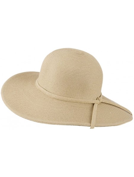 Sun Hats UPF 50+ Solid Cotton Paper Braid Flat Brim Hat - Tan W33S19B - C911D3H9TOR $30.55