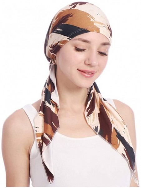 Skullies & Beanies Women Pre-Tied Head Scarves Floral Muslim Cap Turban Hat Bandana Headwrap - Style-3 - CR18SS3OINE $18.69