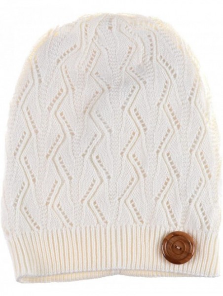 Skullies & Beanies Winter Womens Fashion Bun Ponytail Fleece Lined Slouchy Knit Beanie Hat - Off White - CH186C2ZWXZ $20.13