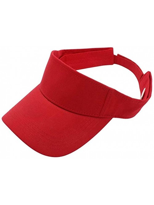 Visors Women Wide Brim Visor Hat UV Sunblock Sun Protection Beach Sports Tennis Golf Hats - Red-velcro - CW18R534L0I $10.59