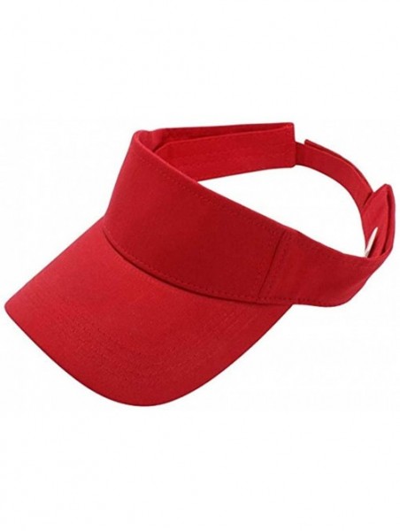 Visors Women Wide Brim Visor Hat UV Sunblock Sun Protection Beach Sports Tennis Golf Hats - Red-velcro - CW18R534L0I $10.59