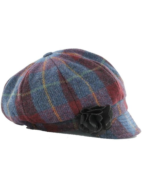 Newsboy Caps Irish Newsboy Cap Made in Ireland Women's Newsboy Hat 8 Panel Irish Wool - Blue Plaid - CQ12IWQZ5VJ $60.37