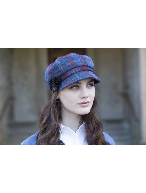 Newsboy Caps Irish Newsboy Cap Made in Ireland Women's Newsboy Hat 8 Panel Irish Wool - Blue Plaid - CQ12IWQZ5VJ $60.37