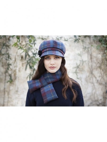 Newsboy Caps Irish Newsboy Cap Made in Ireland Women's Newsboy Hat 8 Panel Irish Wool - Blue Plaid - CQ12IWQZ5VJ $60.37