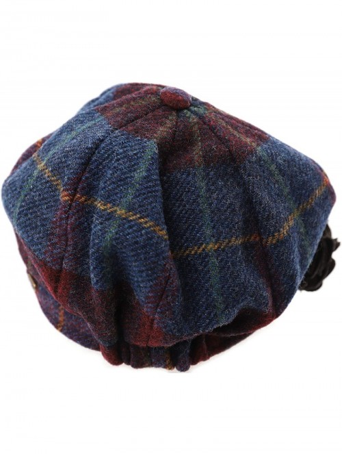 Newsboy Caps Irish Newsboy Cap Made in Ireland Women's Newsboy Hat 8 Panel Irish Wool - Blue Plaid - CQ12IWQZ5VJ $60.37