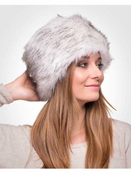 Bomber Hats Russian Faux Fur Hat for Women - Like Real Fur - Comfy Cossack Style (M- White with Black) - C3110UBXC5L $31.89