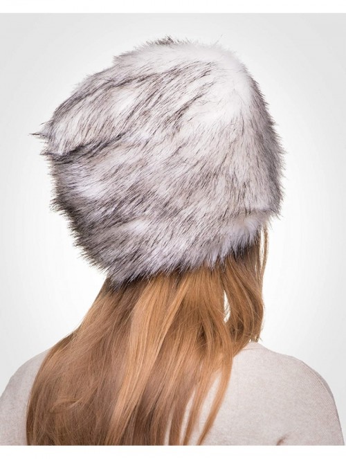 Bomber Hats Russian Faux Fur Hat for Women - Like Real Fur - Comfy Cossack Style (M- White with Black) - C3110UBXC5L $31.89