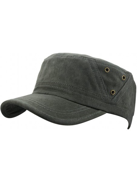 Baseball Caps Men 100% Cotton Plain Cadet Flat Top Military Corps Twill Baseball Cap Hat Visor - Army Green - C418CII9YLX $14.64