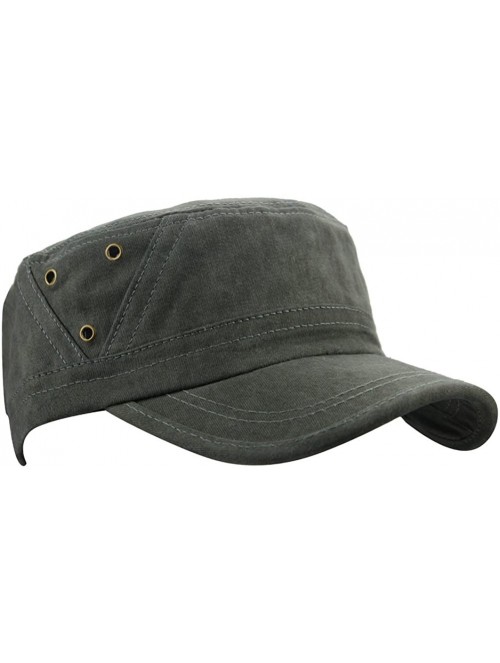 Baseball Caps Men 100% Cotton Plain Cadet Flat Top Military Corps Twill Baseball Cap Hat Visor - Army Green - C418CII9YLX $14.64