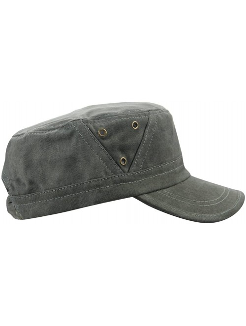 Baseball Caps Men 100% Cotton Plain Cadet Flat Top Military Corps Twill Baseball Cap Hat Visor - Army Green - C418CII9YLX $14.64