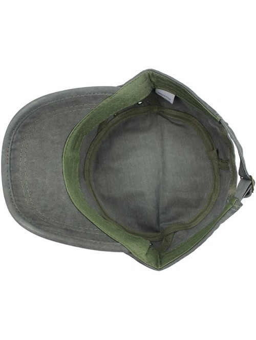 Baseball Caps Men 100% Cotton Plain Cadet Flat Top Military Corps Twill Baseball Cap Hat Visor - Army Green - C418CII9YLX $14.64