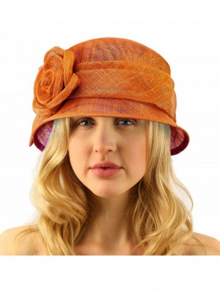 Bucket Hats Summer 1920s Flapper Sinamay Floral Cloche Bucket Millinery Church Hat - Rust - CQ197EWHTNX $50.66