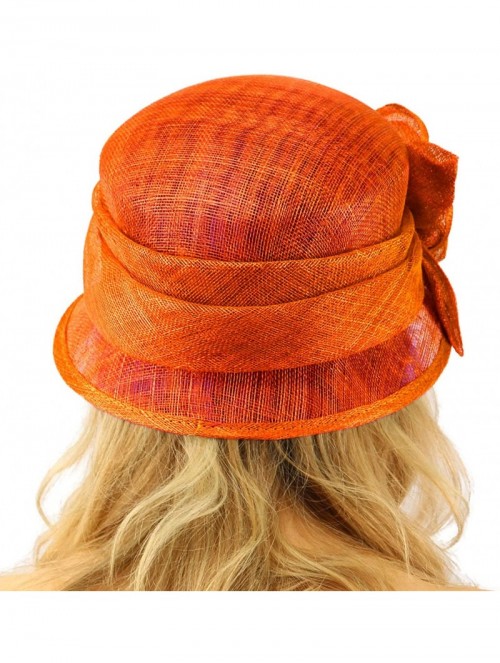 Bucket Hats Summer 1920s Flapper Sinamay Floral Cloche Bucket Millinery Church Hat - Rust - CQ197EWHTNX $50.66