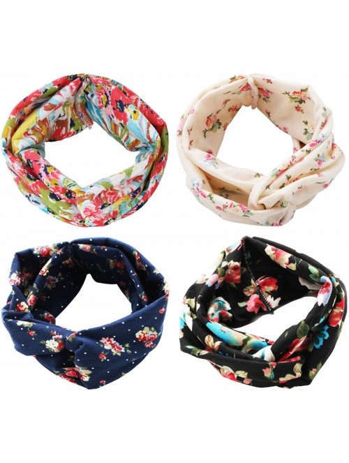 Headbands 4 Pack Women Headband Boho Floal Style Criss Cross Head Wrap Hair Band - Set1 - CO18Z0UDKL3 $18.57