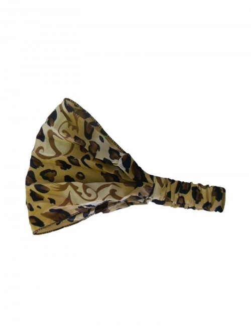 Headbands Brown Cheetah Animal Print Soft Wide Headband Boho Head Wrap - Brown - CU11OBR4RR7 $11.20