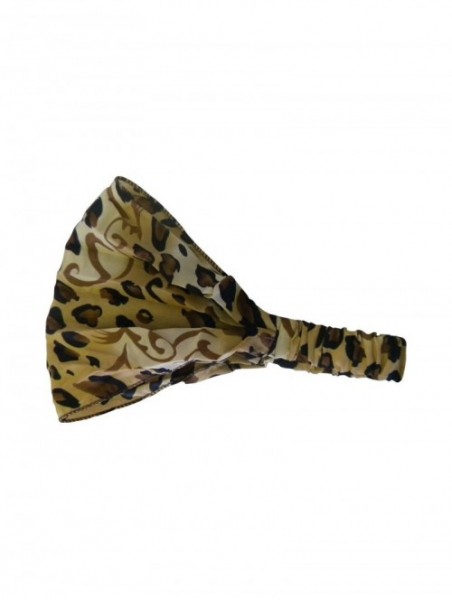 Headbands Brown Cheetah Animal Print Soft Wide Headband Boho Head Wrap - Brown - CU11OBR4RR7 $11.20