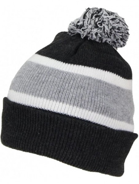 Skullies & Beanies Quality Cuffed Cap with Large Pom Pom (One Size)(Fits Large Heads) - Dark Gray/Light Gray - CT188CE5DCY $1...