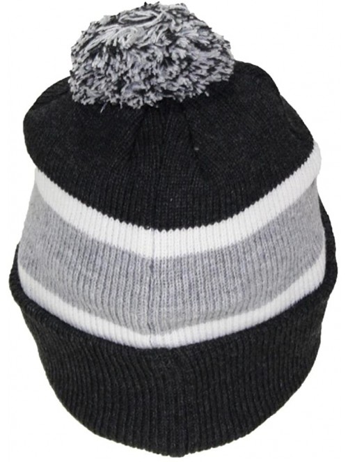 Skullies & Beanies Quality Cuffed Cap with Large Pom Pom (One Size)(Fits Large Heads) - Dark Gray/Light Gray - CT188CE5DCY $1...