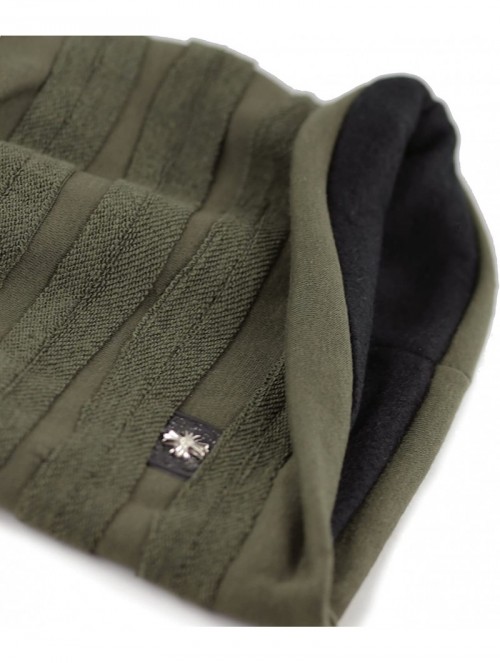 Skullies & Beanies Vintage Horizontal Long Slouchy Baggy Beanie Cross Badge Lined Winter Hat - Olive - C212MABQH64 $11.62