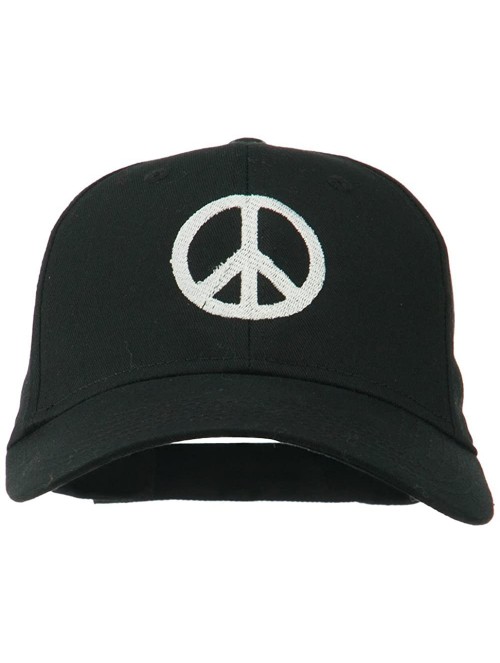 Baseball Caps Peace Symbol Embroidered Cotton Twill Cap - Black - CG11RNPMFF5 $23.27