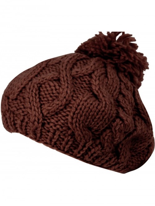 Berets Women Winter Warm Ski Knitted Crochet Baggy Skullies Cap Beret Hat - Br1663brown - CW187GE993U $10.10