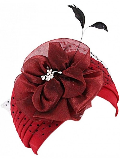 Skullies & Beanies Shiny Flower Turban Shimmer Chemo Cap Hairwrap Headwear Beanie Hair Scarf - Wine Red2 - C0194UI5L85 $14.29