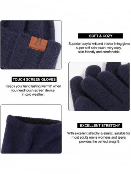 Skullies & Beanies Winter Thick Beanie Hat Scarf Touch Screen Gloves Set Fit for Men Women - B - Grey - CO192K8CQ8D $19.21