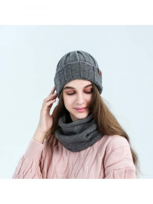 Skullies & Beanies Winter Thick Beanie Hat Scarf Touch Screen Gloves Set Fit for Men Women - B - Grey - CO192K8CQ8D $19.21