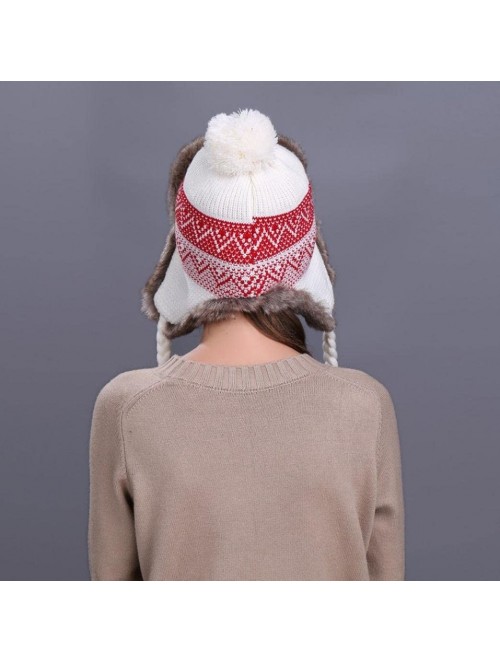 Skullies & Beanies Women Knit Wool Beanie Hat Winter Warm Ski Cap with Ear Flaps - White - CN187NQ5QZW $13.41