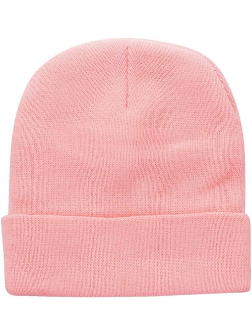 Skullies & Beanies Men Women Knitted Beanie Hat Ski Cap Plain Solid Color Warm Great for Winter - 1pc Pink - CV12N2I1MPS $10.27