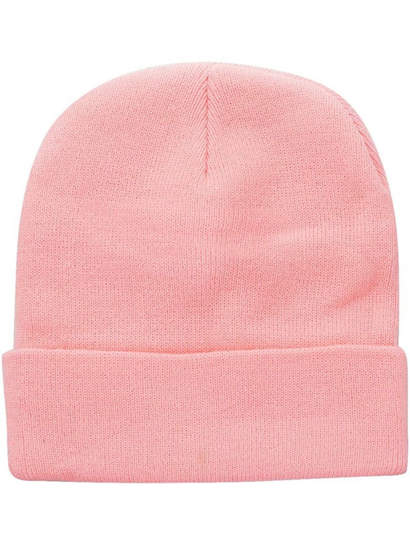 Skullies & Beanies Men Women Knitted Beanie Hat Ski Cap Plain Solid Color Warm Great for Winter - 1pc Pink - CV12N2I1MPS $10.27