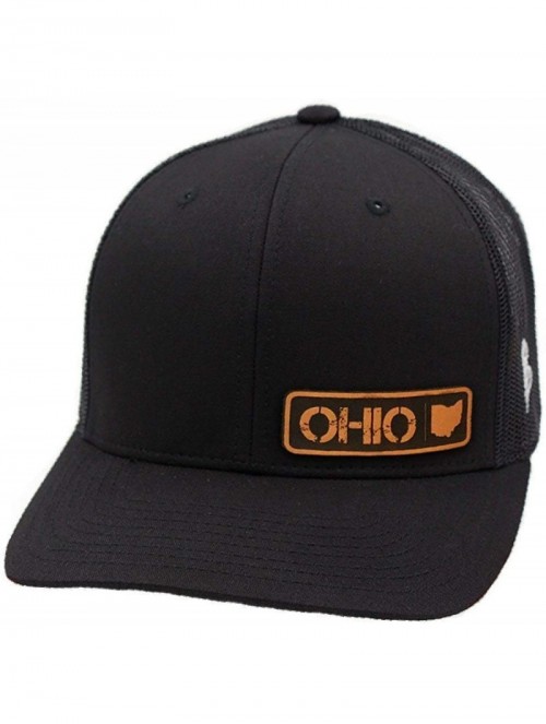 Baseball Caps 'Ohio Native' Leather Patch Hat Curved Trucker - Charcoal/Black - CW18IGQ43CR $26.76