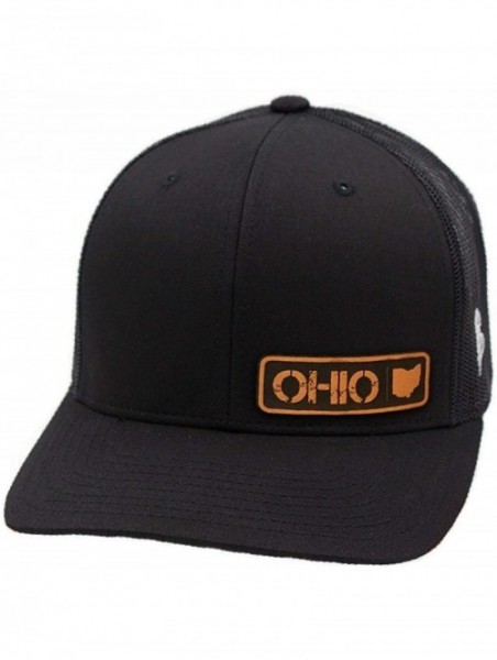 Baseball Caps 'Ohio Native' Leather Patch Hat Curved Trucker - Charcoal/Black - CW18IGQ43CR $26.76