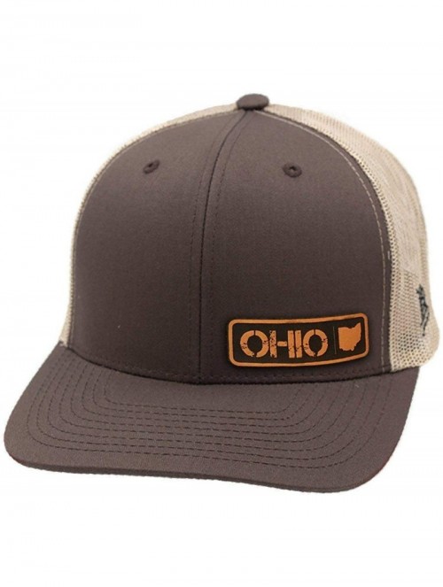 Baseball Caps 'Ohio Native' Leather Patch Hat Curved Trucker - Charcoal/Black - CW18IGQ43CR $26.76