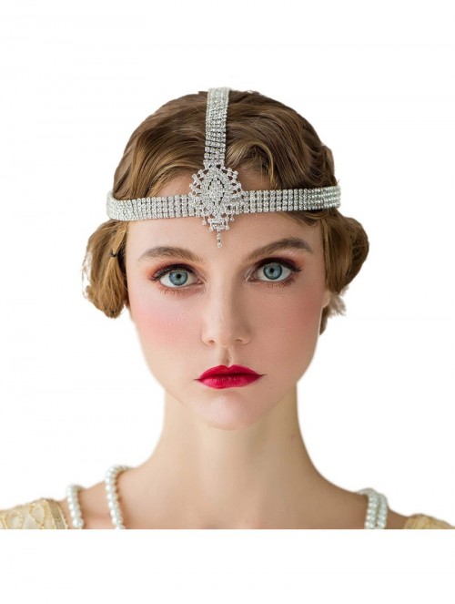 Headbands Rhinestone 1920s Headpiece Silver - Flapper Headband for Costume Party Gatsby Accessories Decorative Headbands - CP...